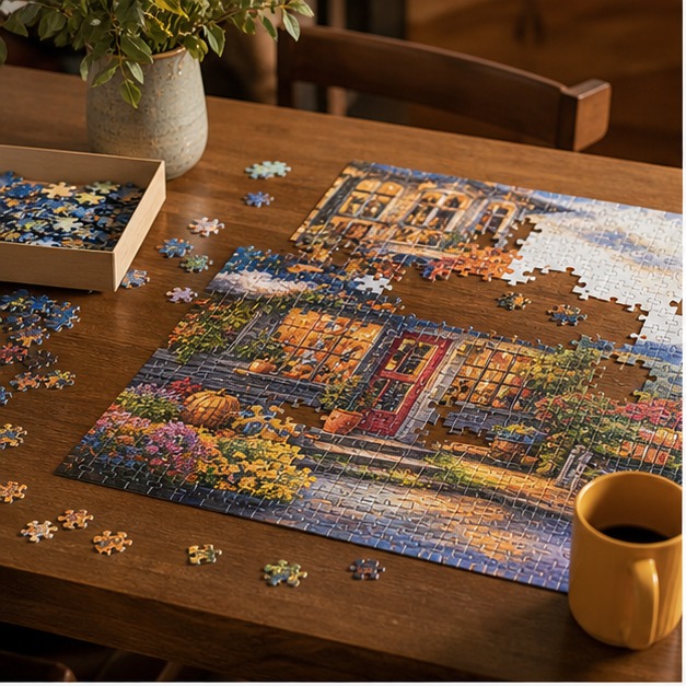 colorful puzzle gift planning table